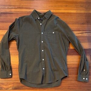 Express Dark Olive Casual Button-Down Shirt